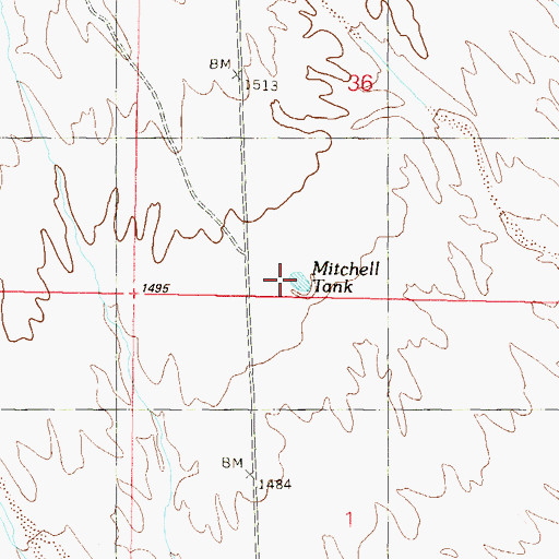 Topographic Map of Mitchell Tank, AZ