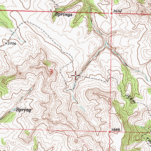 Topographic Map of 02N38E03DBAA01 Spring, MT