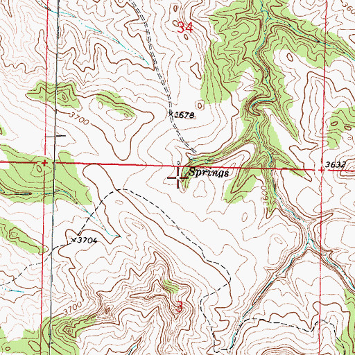 Topographic Map of 02N38E03ABBB01 Spring, MT