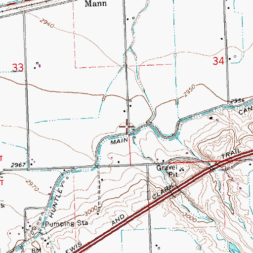 Topographic Map of 03N29E34CCBC01 Well, MT