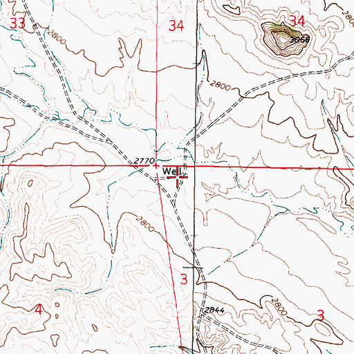 Topographic Map of 02N45E03BBBA01 Well, MT