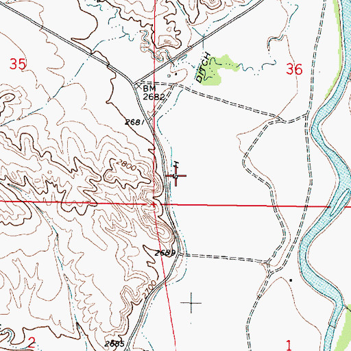 Topographic Map of 03N45E36CBBA01 Well, MT