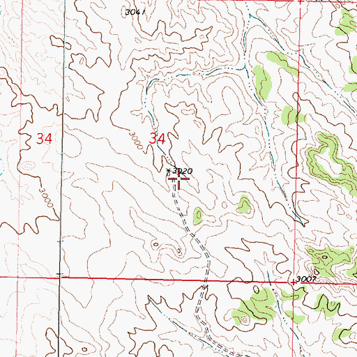 Topographic Map of 03N42E34DBBC01 Well, MT