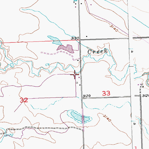 Topographic Map of 03N27E32ADAA01 Well, MT