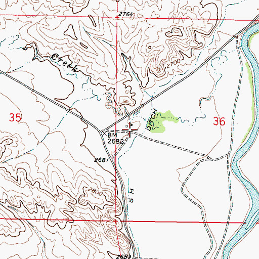 Topographic Map of 03N45E36CBBA02 Well, MT