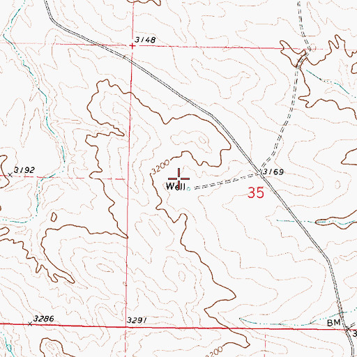 Topographic Map of 03N41E35CBAA01 Well, MT