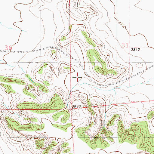 Topographic Map of 03N58E33BADD01 Well, MT
