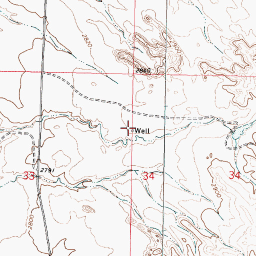 Topographic Map of 03N43E34BCBB01 Well, MT