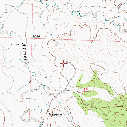 Topographic Map of 03N39E36BACD01 Well, MT