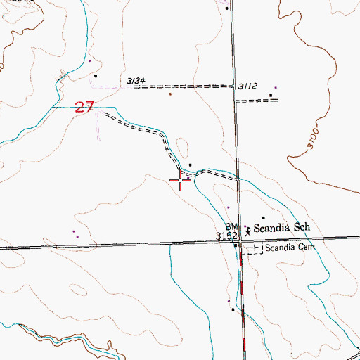 Topographic Map of 03N27E27DDBA01 Well, MT