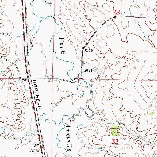 Topographic Map of 03N41E28CCDD01 Well, MT