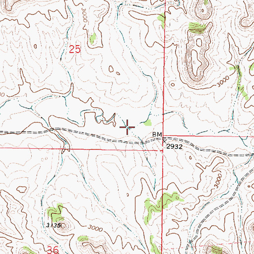 Topographic Map of 03N43E25DDCA01 Spring, MT