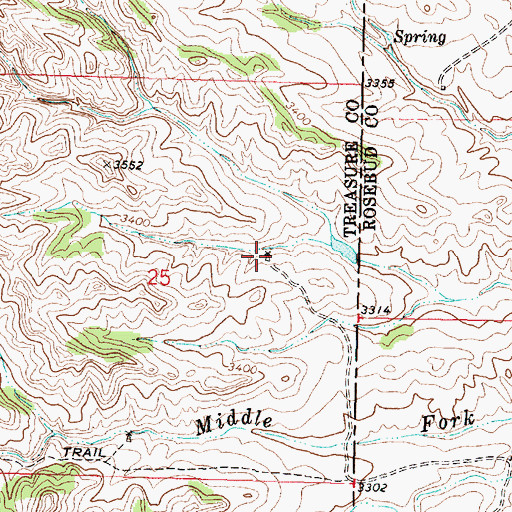 Topographic Map of 03N38E25ADCB01 Well, MT