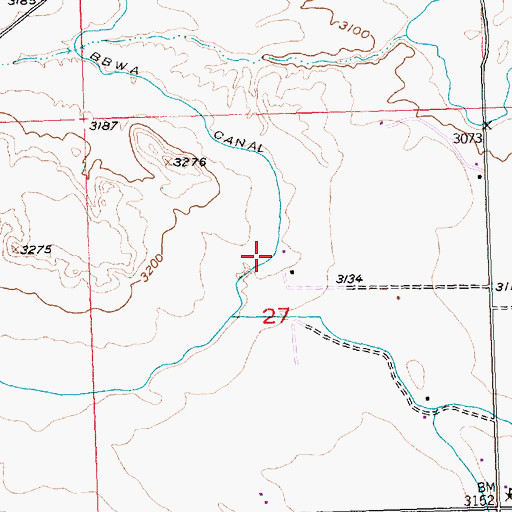 Topographic Map of 03N27E27BDAD01 Well, MT