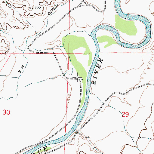 Topographic Map of 03N46E29BBDC01 Well, MT