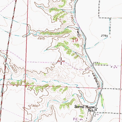 Topographic Map of 03N34E19CADC01 Well, MT
