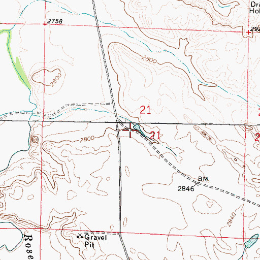 Topographic Map of 03N43E21BDDD01 Well, MT
