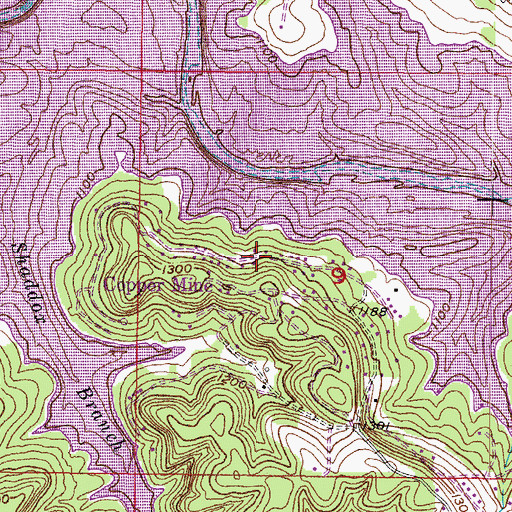 Topographic Map of Copper Mine, AR