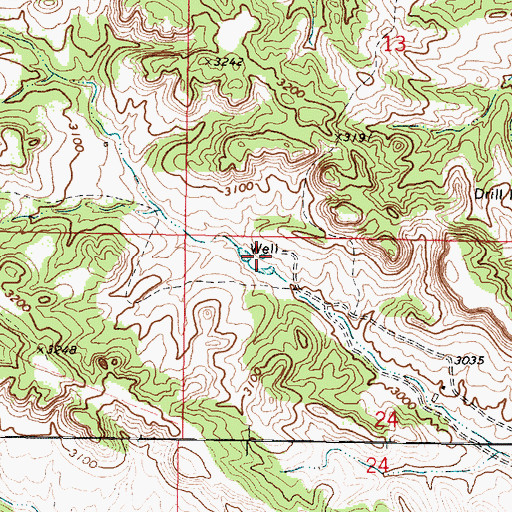 Topographic Map of 03N44E24BBAA01 Well, MT
