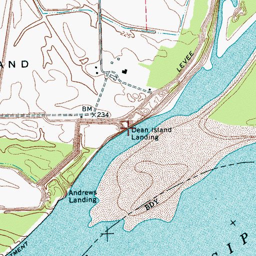 Topographic Map of Dean Island Landing, AR