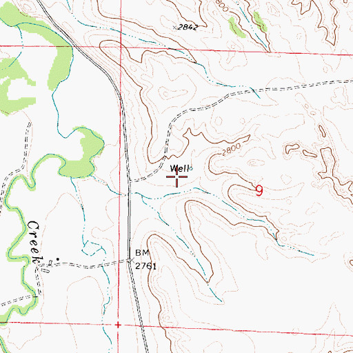 Topographic Map of 03N43E09BCDA01 Well, MT