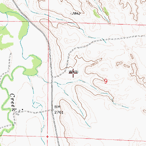 Topographic Map of 03N43E09BDCB01 Well, MT