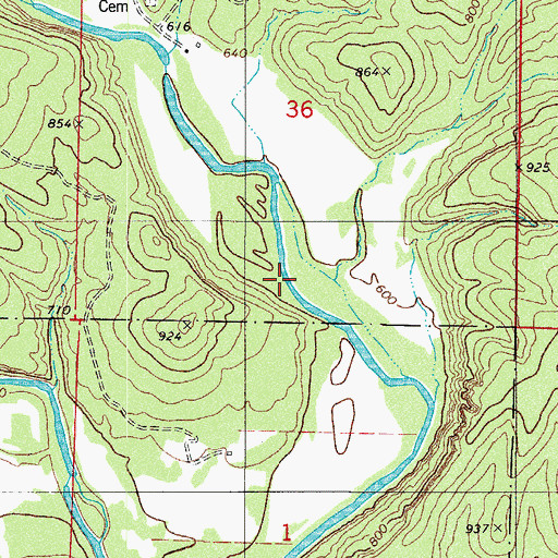 Topographic Map of Toms Branch, AR