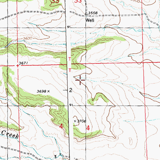 Topographic Map of 03N25E04ABBC01 Well, MT