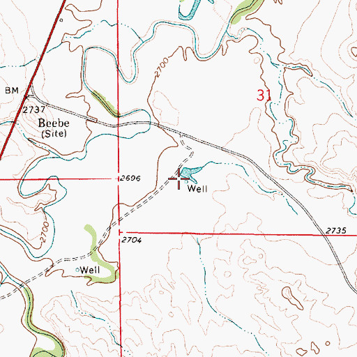 Topographic Map of 04N50E31CCAA01 Well, MT