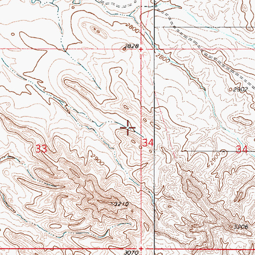 Topographic Map of 03N54E33DAA_01 Well, MT