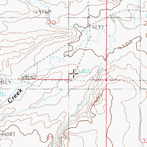 Topographic Map of 04N01E30DDC_01 Well, MT