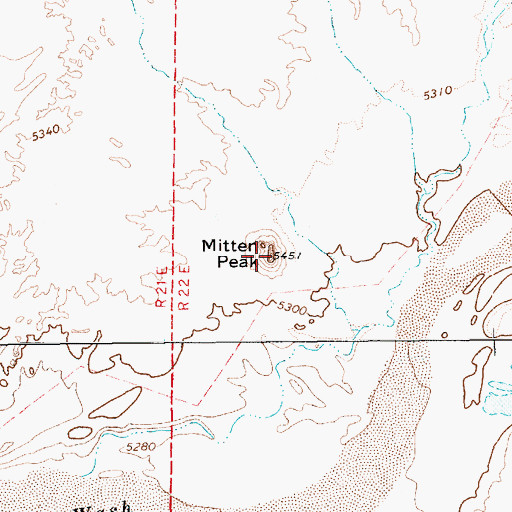 Topographic Map of Mitten Peak, AZ