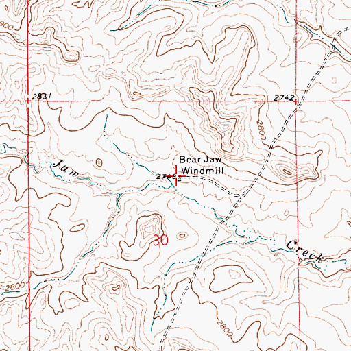 Topographic Map of 04N53E30ACBA01 Well, MT