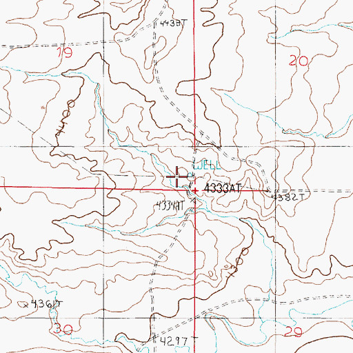Topographic Map of 04N01E19DDDD01 Well, MT
