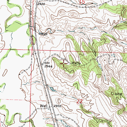 Topographic Map of 04N37E22BAAD01 Well, MT