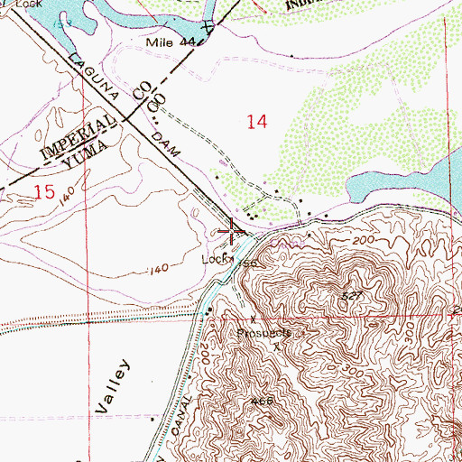 Topographic Map of Mittry Lake, AZ