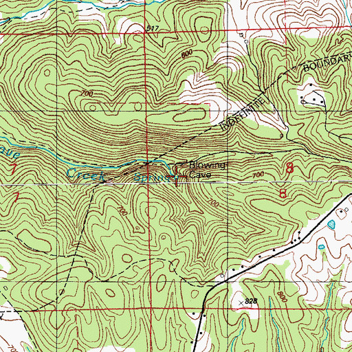 Topographic Map of Blowing Cave Spring, AR