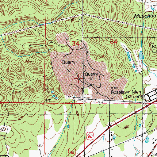 Topographic Map of Cason Mine, AR