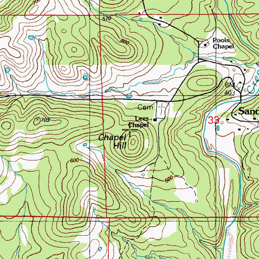 Topographic Map of Chapel Hill Mine, AR