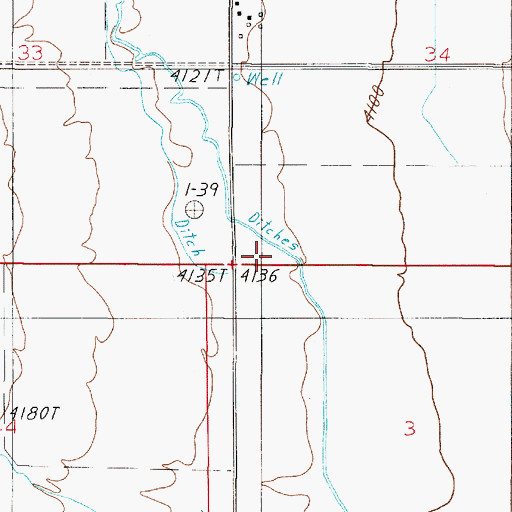 Topographic Map of 05N01E34CCCC01 Well, MT