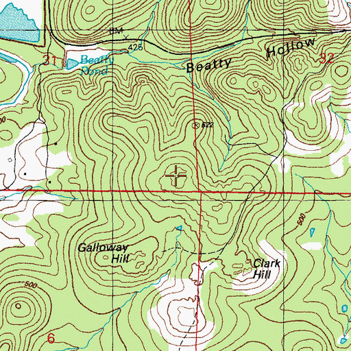 Topographic Map of Dead Tree Hill, AR