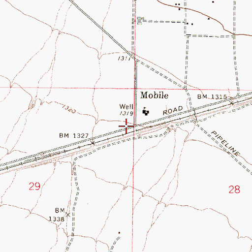 Topographic Map of Mobile, AZ
