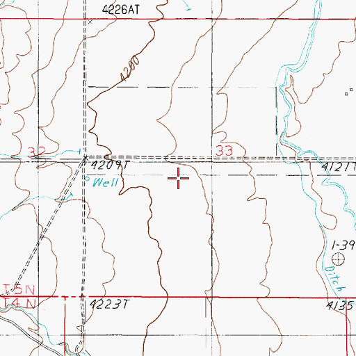 Topographic Map of 05N01E33BACD01 Well, MT