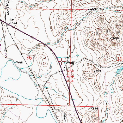 Topographic Map of 05N39E36DABD01 Well, MT