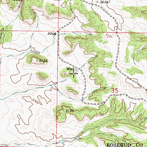 Topographic Map of 05N44E35BCAC01 Well, MT