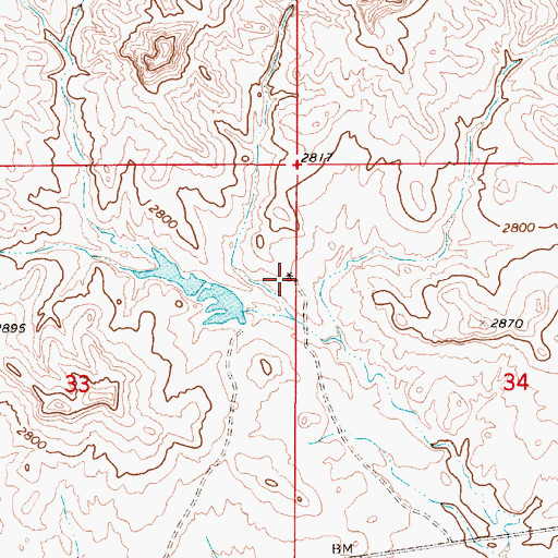 Topographic Map of 05N53E33ADAA01 Well, MT