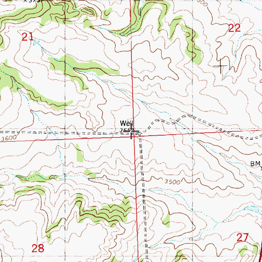 Topographic Map of 05N26E22BBBB01 Well, MT