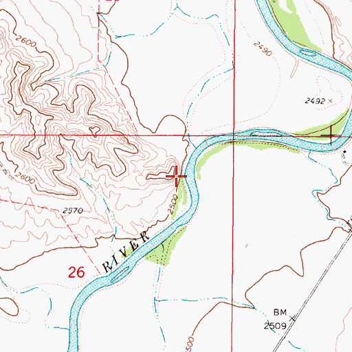 Topographic Map of 05N47E26AACA01 Well, MT