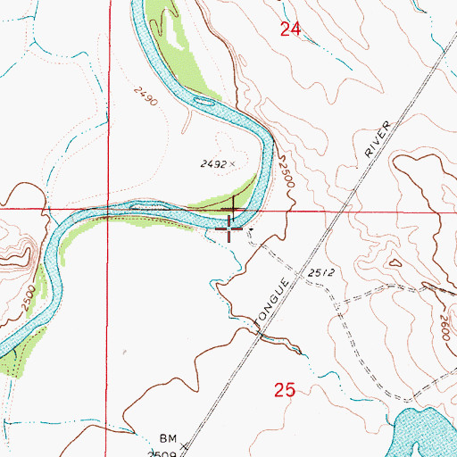 Topographic Map of 05N47E25BAAB01 Well, MT