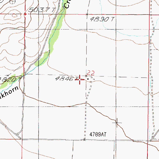 Topographic Map of 05N03W22CAAA01 Well, MT